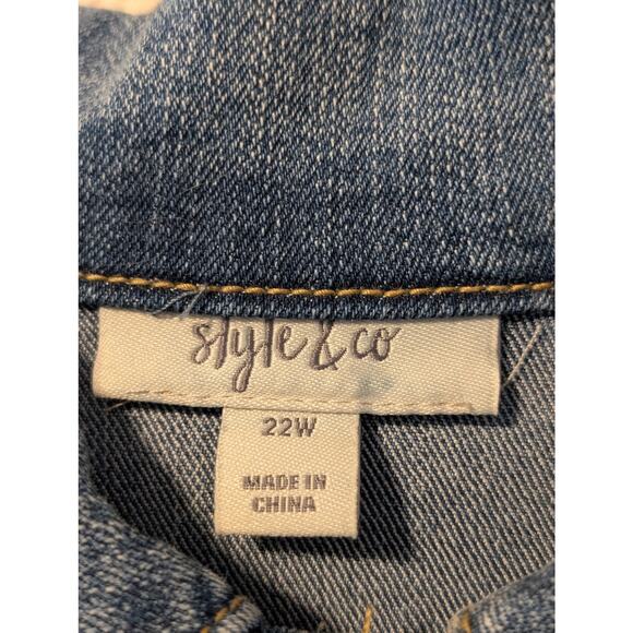 Style & Co. Bandana Print Back Denim Jacket Womens' Size 22W - Picture 3 of 10